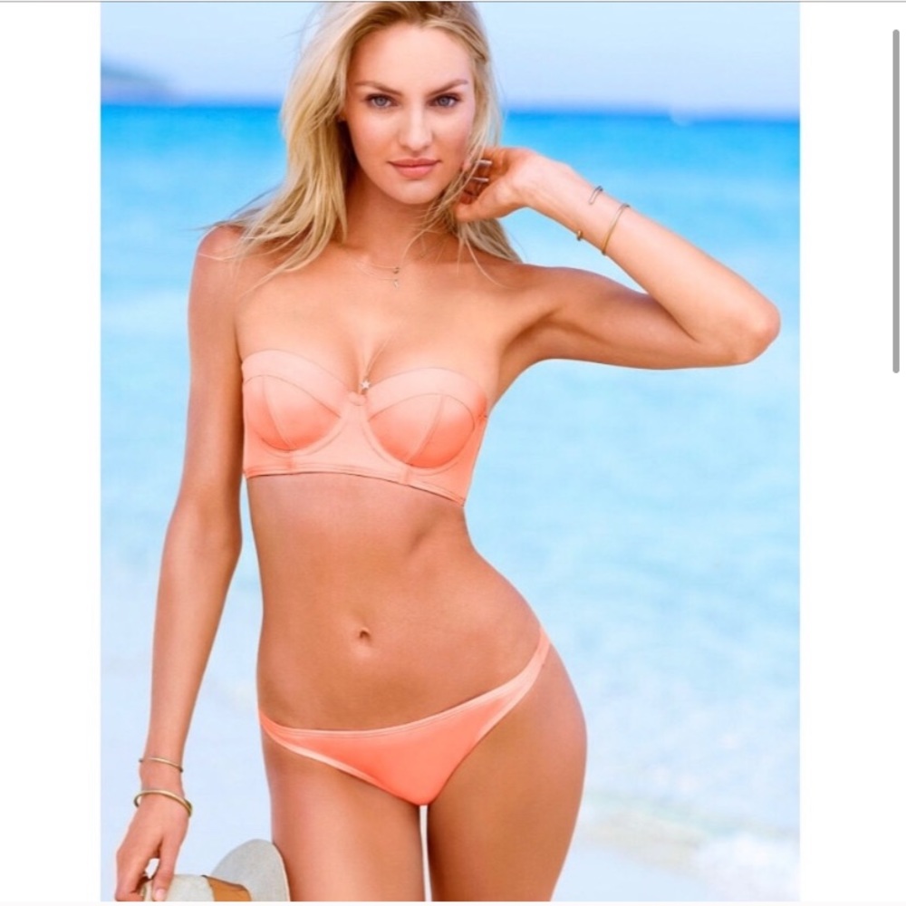Victoria’s Secret luxe bustier light coral bikini top 34b